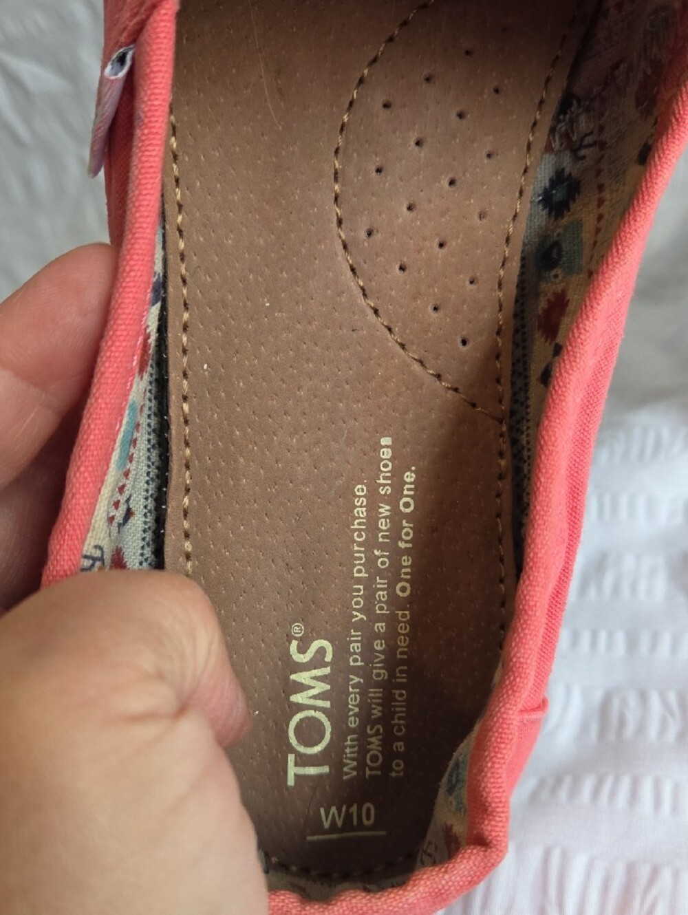 TOMS Classic Canvas Alpargata Slip-Ons Coral Pink Women's Size 10 - Picture 9 of 11